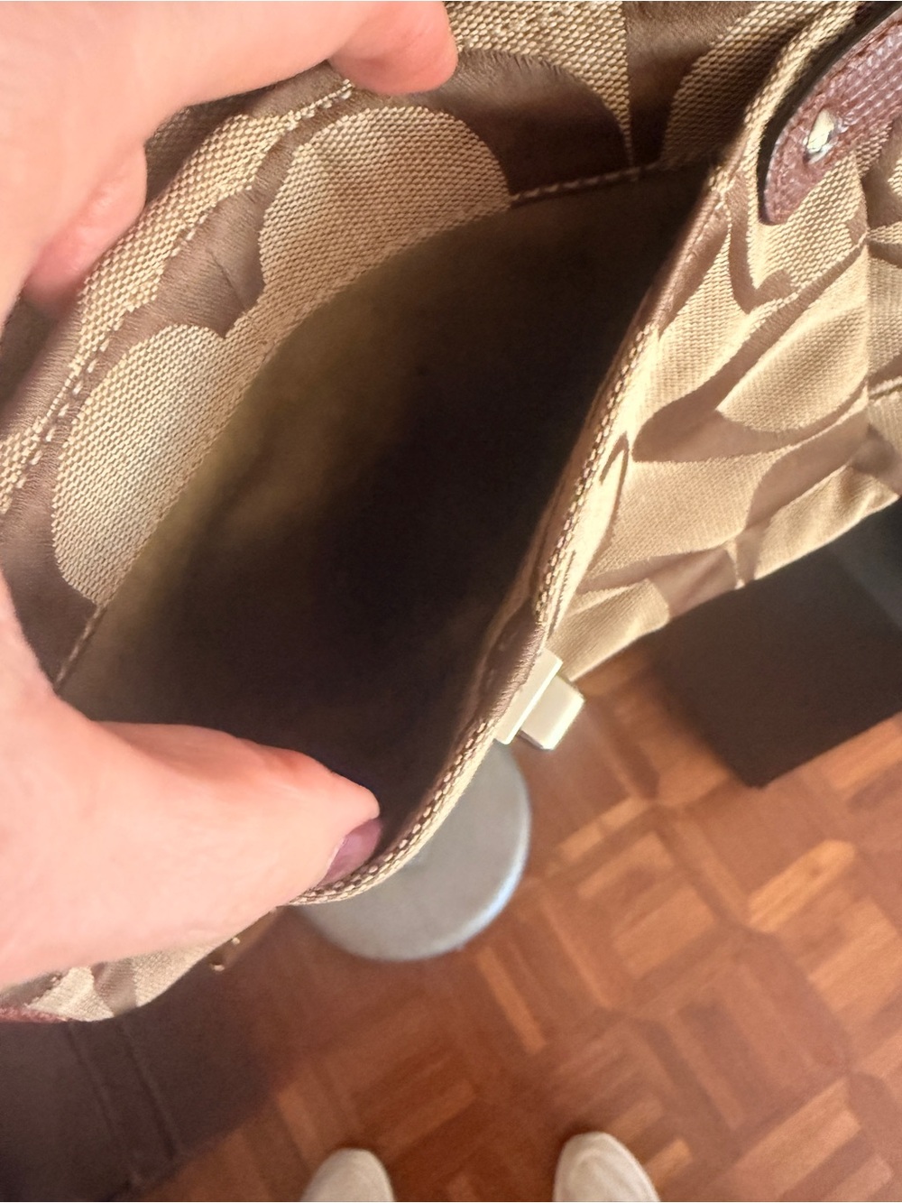Coach Brown Signature Canvas Crossbody with Leather Strap - Picture 7 of 9